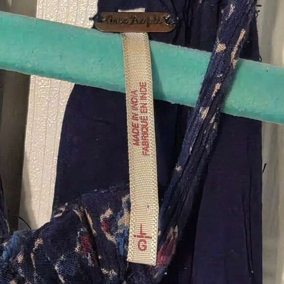 Free People Lyla Mini Romantic Cottagecore Boho Dress Blue Large L | EUC - Picture 4 of 4